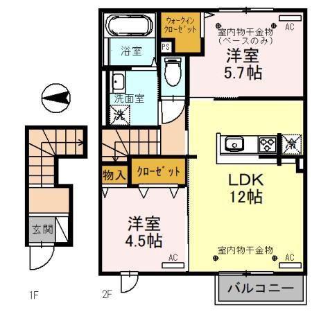 ヴェリテ(2LDK/2階)の間取り写真