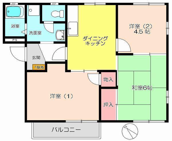 サンハイツHORI B棟(3DK/1階)の間取り写真