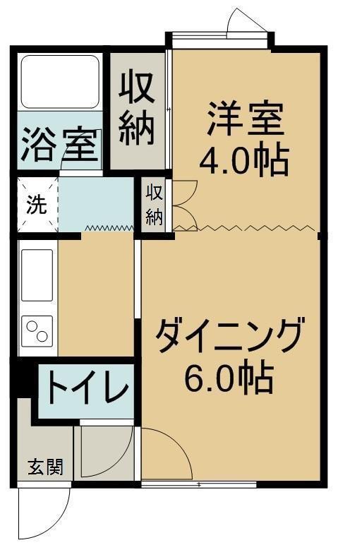 ガーデンヒルズハイツI(1DK/2階)の間取り写真