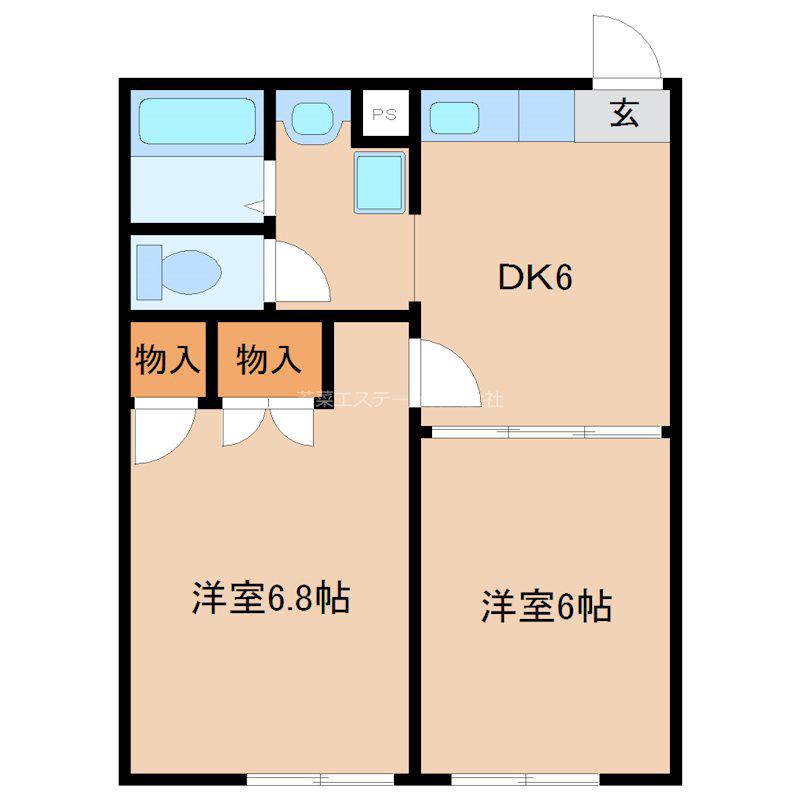 アザレアハイム(2DK/2階)の間取り写真