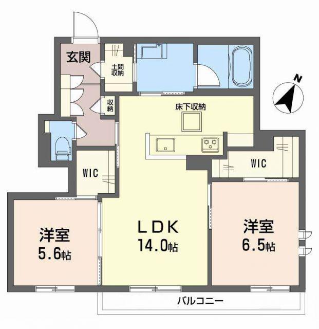 シャーメゾン上田中(2LDK/1階)の間取り写真