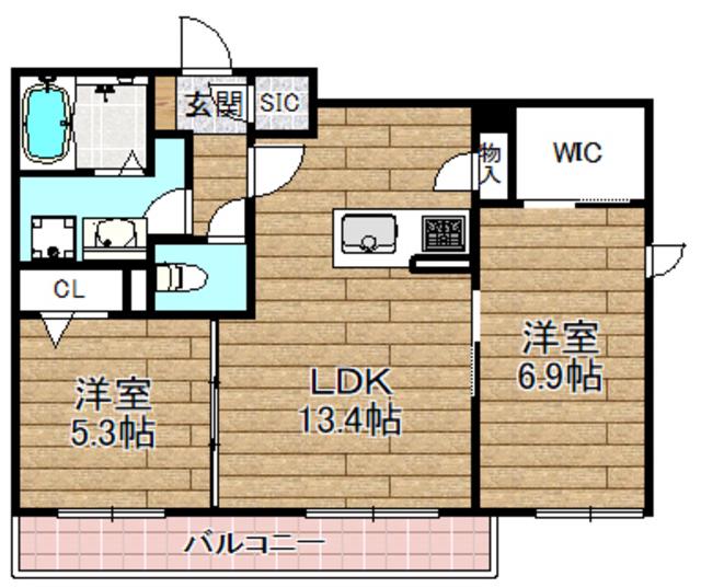CASETTA DI GATTO(2LDK/1階)の間取り写真