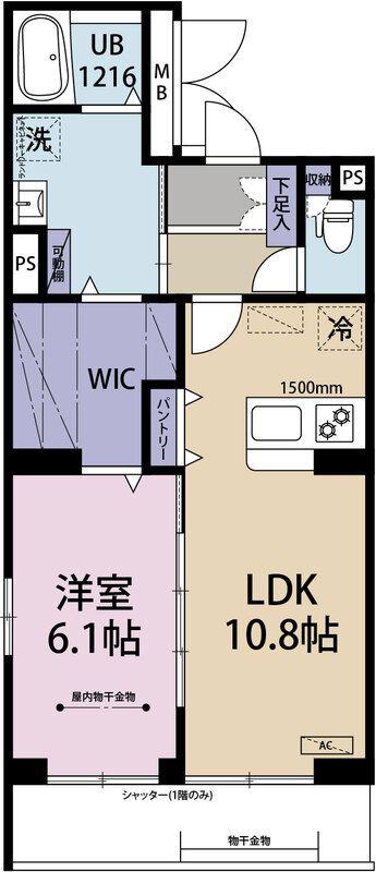 RIZ RAFFINE湘南(1LDK/4階)の間取り写真