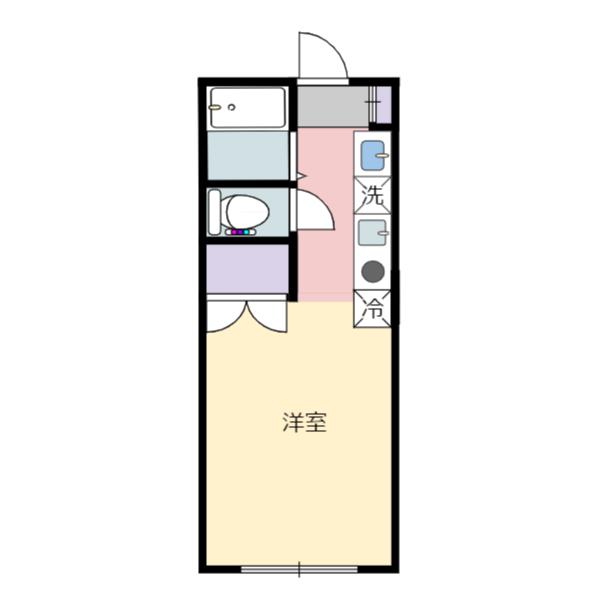 カーサ山手町(1K/1階)の間取り写真
