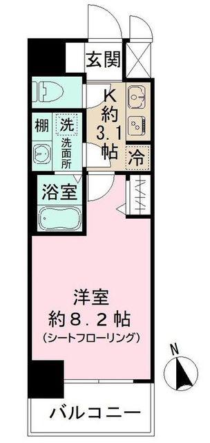 N-STAGEさがみ野(1K/9階)の間取り写真