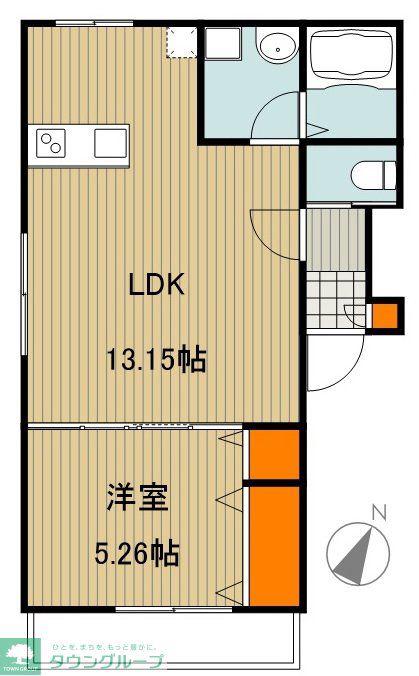川越市砂新田(1LDK/3階)の間取り写真