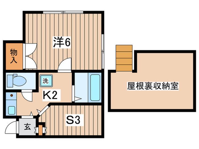プチフール(1SK/2階)の間取り写真