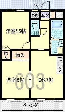 グランソシエ浪速II(2DK/6階)の間取り写真