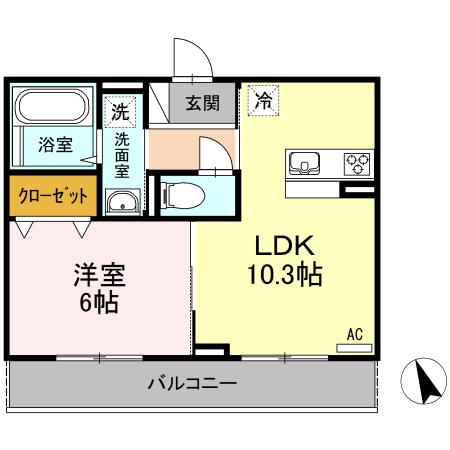 シティアタゴ(1LDK/3階)の間取り写真