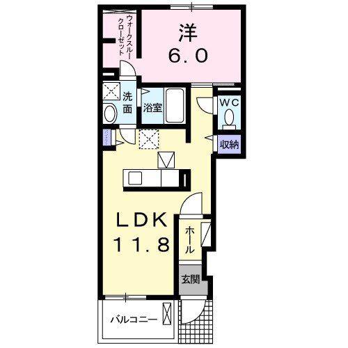 エテルノ・フィオーレ B(1LDK/1階)の間取り写真