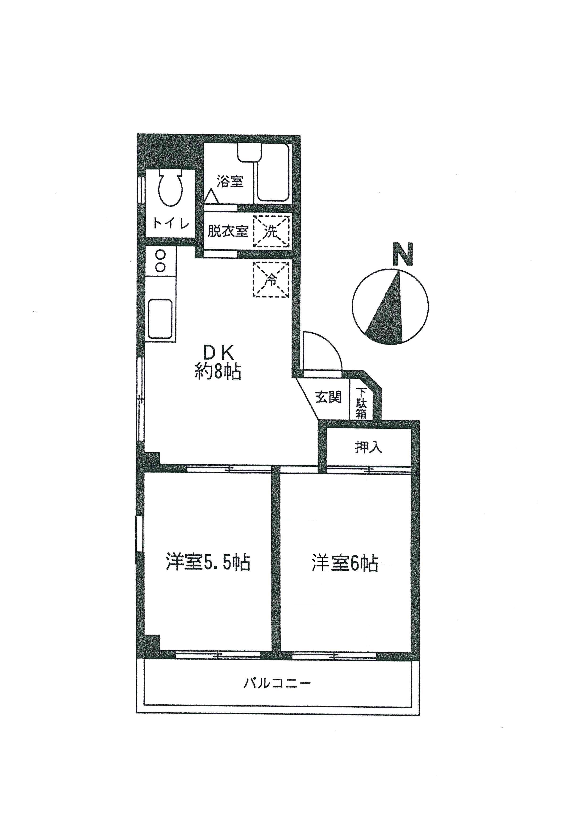 メゾンYM(2DK/3階)の間取り写真