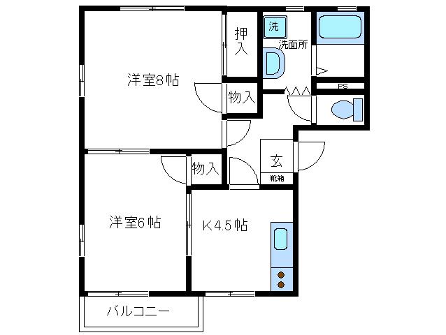 カナールI(2K/1階)の間取り写真