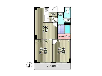 パールハイムセンカワ(2DK/1階)の間取り写真