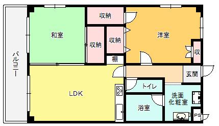 セヴンスけやき(2LDK/5階)の間取り写真