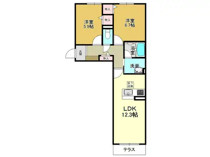 シャーメゾン ウイル(2LDK/1階)の間取り写真