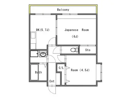サンキM(2DK/2階)の間取り写真