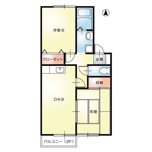 アーバンコートD(2DK/1階)の間取り写真