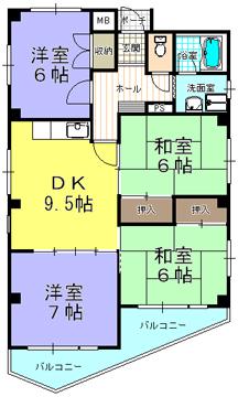 シティハイツ紬(4DK/3階)の間取り写真