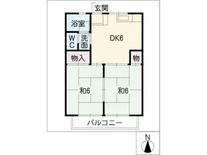 シルクハイツ(2DK/2階)の間取り写真