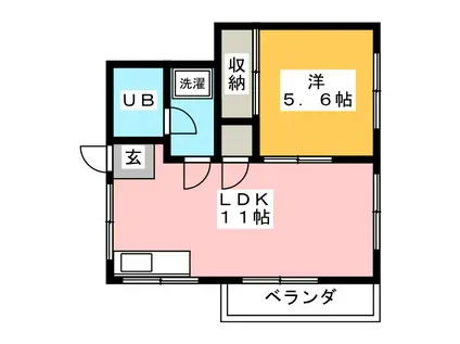鷺沼ビラスズキ(1LDK/4階)の間取り写真