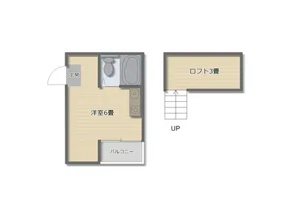 プルートゥ2号館(ワンルーム/1階)の間取り写真