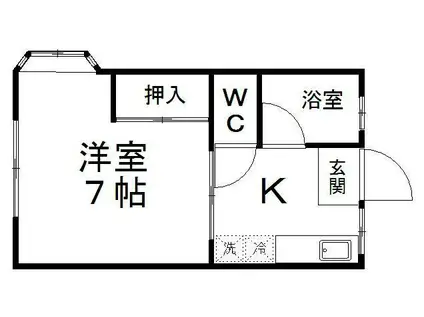 シティハイム東花I(1K/2階)の間取り写真