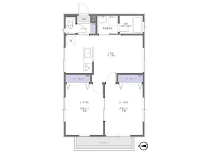 西六郷8044コーポラス(2LDK/3階)の間取り写真