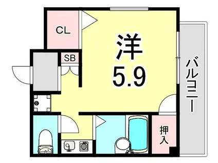 夙川ハイツ・AIOI(1K/2階)の間取り写真