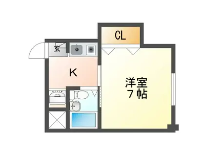 ローゼンラ・ビー(1K/4階)の間取り写真