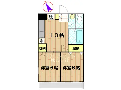 ヴィラセブン(2DK/2階)の間取り写真