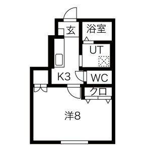 チュテレール(1K/1階)の間取り写真