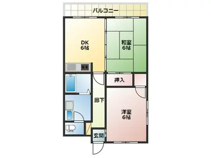 サンボール門脇(2DK/3階)の間取り写真