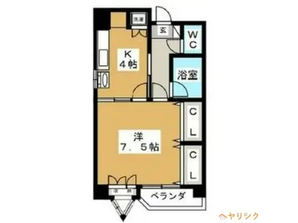 レインボー上飯田(1K/2階)の間取り写真