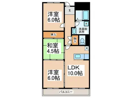 マンションNASHIMA(3LDK/1階)の間取り写真