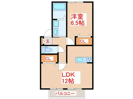 セジュール山香(1LDK/2階)の間取り写真