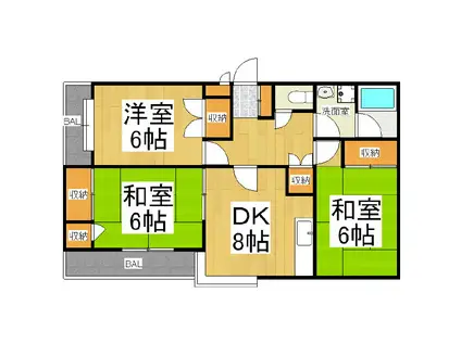 ホワイトビレッジあがた(3DK/3階)の間取り写真