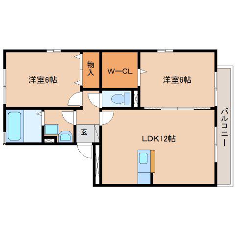 グランドゥールくすの木II(2LDK/3階)の間取り写真