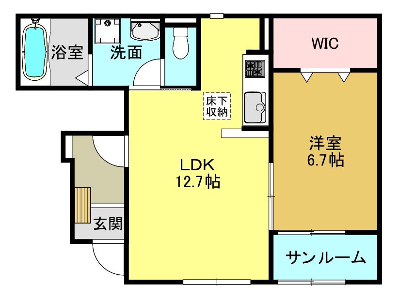 アンソロジ-(1LDK/1階)の間取り写真