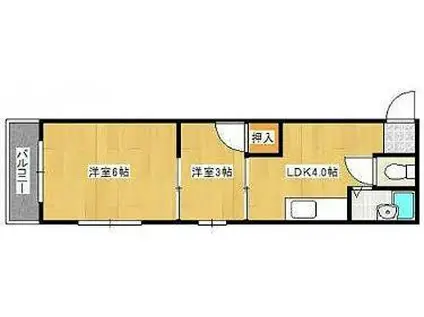 エクセレント櫛原(2DK/1階)の間取り写真