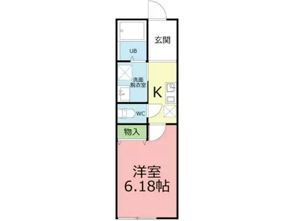 メーヴェ伊勢原(1K/1階)の間取り写真