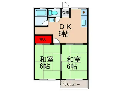 桃源台ハイツ(2DK/2階)の間取り写真