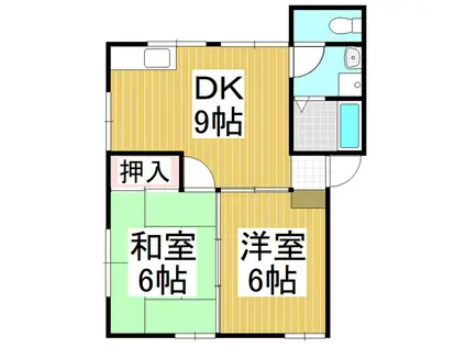 ササキハイツ(2DK/2階)の間取り写真