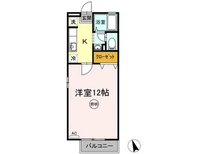 ハイツ田中II(1K/2階)の間取り写真