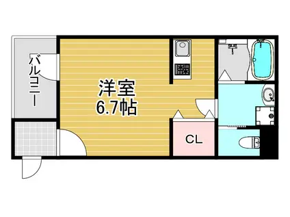 ハーモニーテラス姫島V(1K/1階)の間取り写真