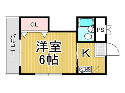 ヒルズ御願塚(1K/2階)の間取り写真