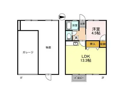 菅内コーポ(1LDK/2階)の間取り写真
