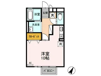 カーサユーカリA棟(ワンルーム/2階)の間取り写真