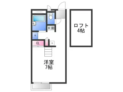 レオパレスDEMORRINO(1K/2階)の間取り写真