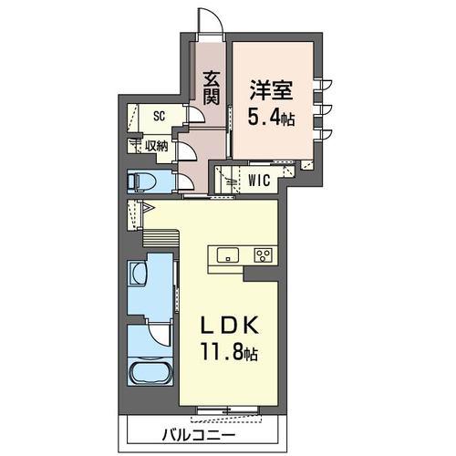 ティーツーレジデンス(1LDK/1階)の間取り写真