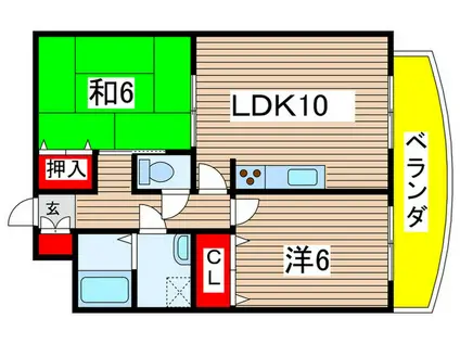 ボヌールII(2LDK/11階)の間取り写真
